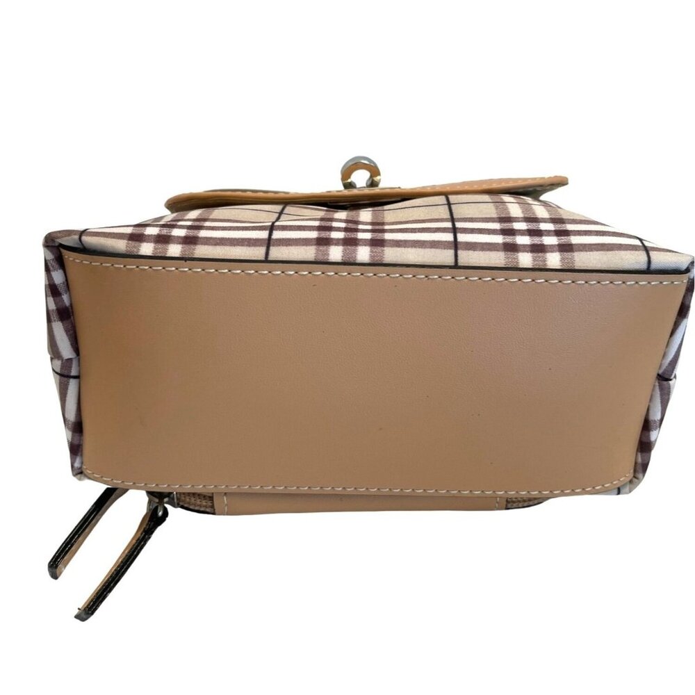 Crossbody Purse Shoulder Strap Adjustable Brown Plaid Satchel Organizer Handbag - Picture 6 of 12